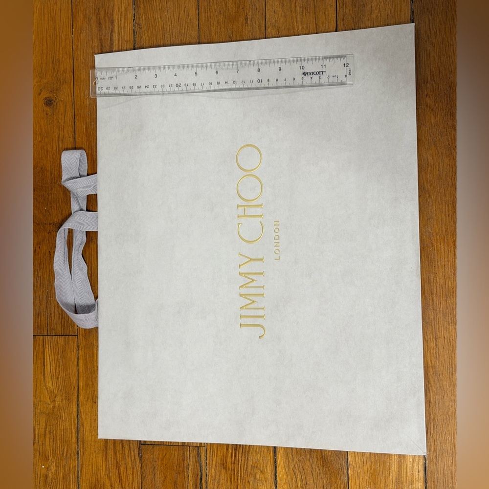 Jimmy Choo Cream Large Shopping Tote with Gold Logo